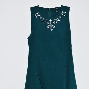 Dark Green skater dress with crystal design